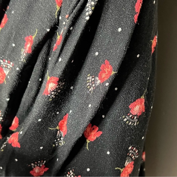 Free people Tegan black red floral print dress size 0 - Picture 5 of 8